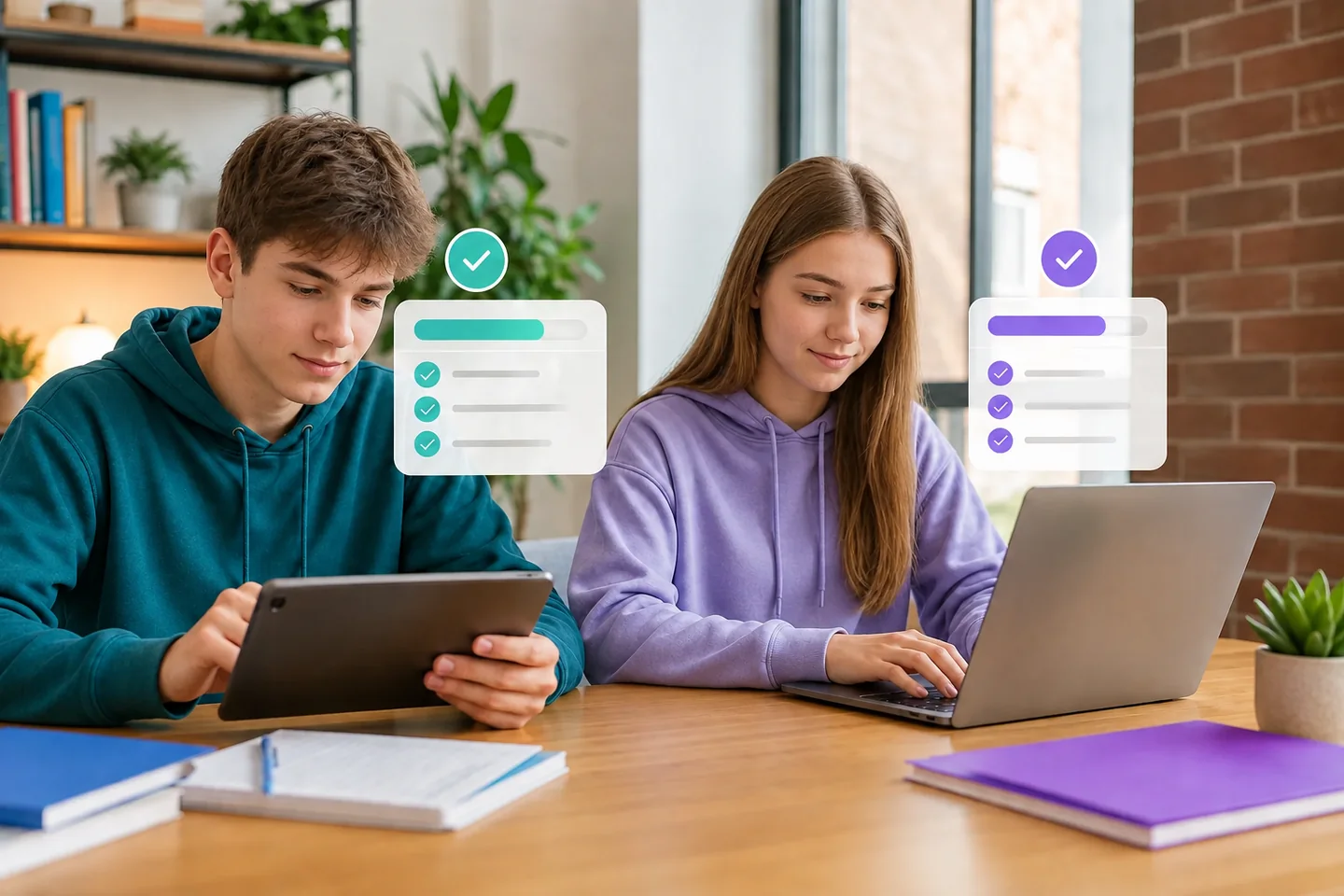 Ученики работают с платформой на планшете и ноутбуке